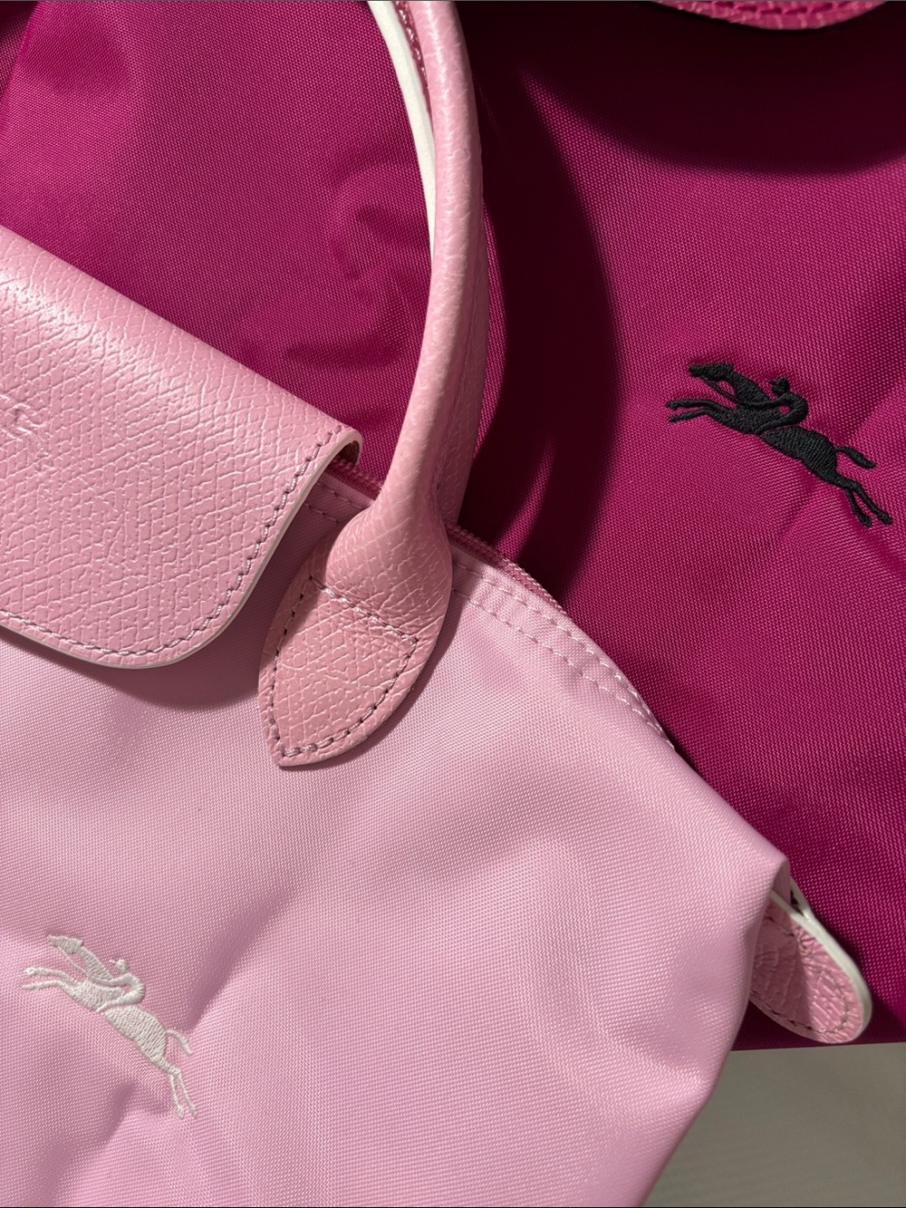 Longchamp Two-Tone Small Le Pliage Tote in Light Pink & Fuchsia (BUNDLE 2 set) - Picture 5 of 7